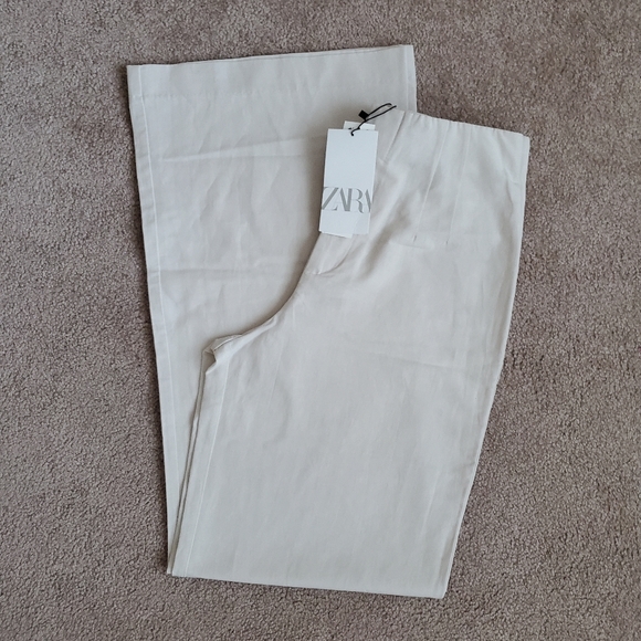 ZARA * Linen Blend High Waisted Wide Leg Pants - Picture 6 of 7